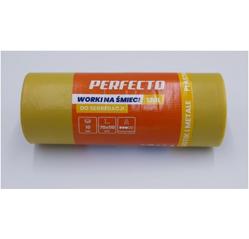 Worki śmieci PERFECTO LDPE żółte 120L 10szt /25