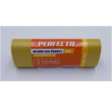 Worki śmieci PERFECTO LDPE żółte 60L 10szt /50