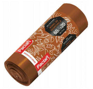 Worki śmieci segregacja PACL brązowe 60L 20szt /30