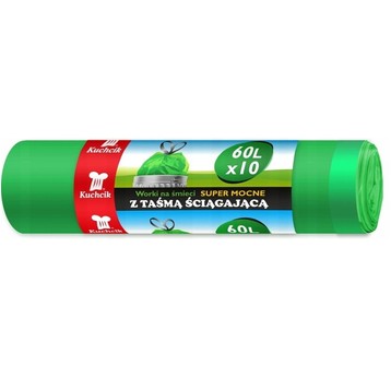 Worki śmieci taśma KUCHCIK 60L 10szt zielone /50