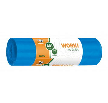 Worki śmieci ucho BEE SMART 60L niebieski 16szt/24