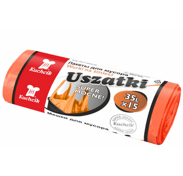 Worki śmieci ucho KUCHCIK 35L 15szt pomarańcz /50