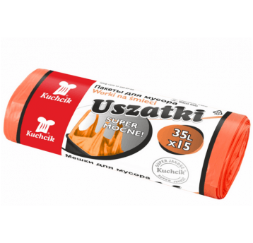 Worki śmieci ucho KUCHCIK 35L 15szt pomarańcz /50