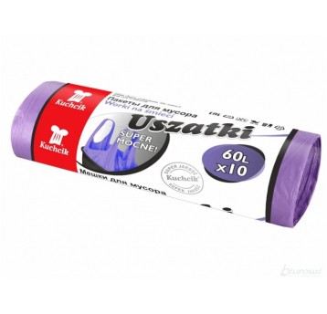 Worki śmieci ucho KUCHCIK 60L 10szt fioletowe /50