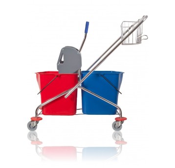 Wózek dwuwiadrowy z prasą i koszyk 2x23L