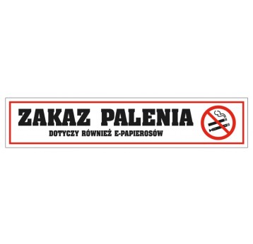 Zakaz palenia Tabliczka PCV 50x240