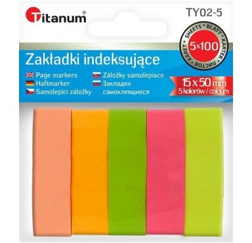 Zakładka indeksująca papierowa 15x50mm 5 kol FLUO