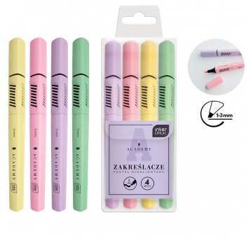 Zakreślacz 4 kolory Interdruk pastel Academy