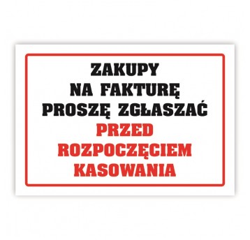 Zakupy na fakturę Tabliczka A5