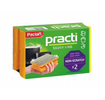 Zmywak gąbka kuchnia PRACTI SILVER KING 2szt /48