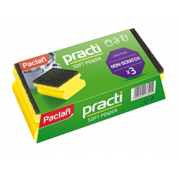 Zmywak gąbka kuchnia PRACTI SOFT żółty 3szt /24