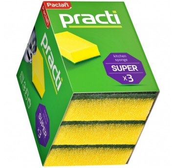 Zmywak gąbka kuchnia PRACTI SUPER żółty 3szt /40
