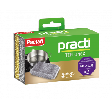 Zmywak gąbka kuchnia PRACTI TEFLONEX sreb 2szt /12