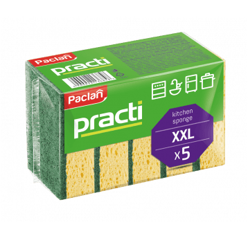Zmywak gąbka kuchnia PRACTI XXL żółty 5szt PROMOCJ